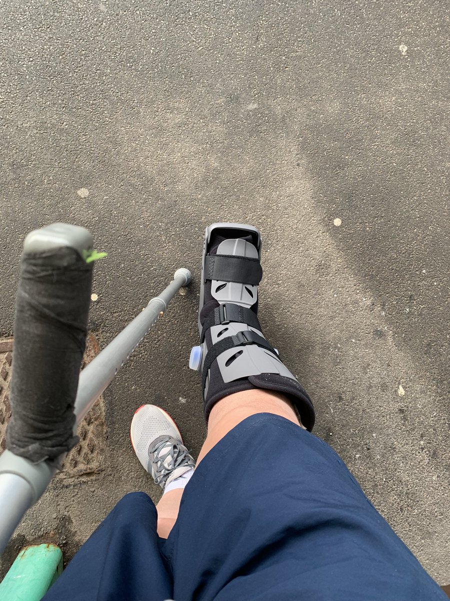 Bit of an upgrade! Still have to use the b****y crutches as can’t weight bear yet… BUT I can finally see the pinprick of light at the end of the tunnel!! #babysteps #physioincoming @NelsonLFC1 might be able to come and watch a game soon!!