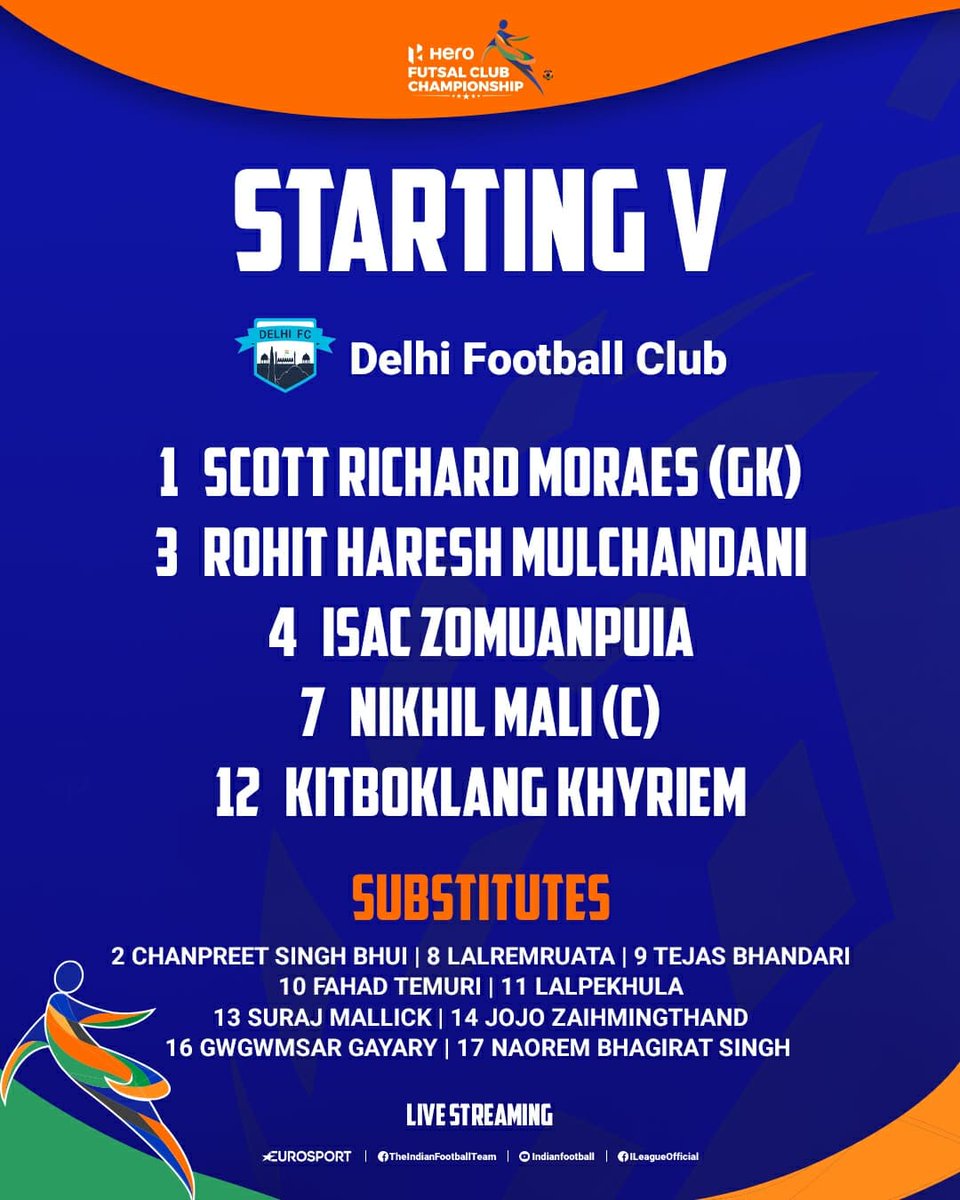 IndianFootball's tweet photo. The lineups for the second semi-final is here!!!β¨β¨β¨
Who will join Mohammedan SC in the final of the #HeroFutsalClubChampionship π???
#DFCMFC βοΈ #HFCC π #IndianFootball β½ https://t.co/UoPQxbvDtt