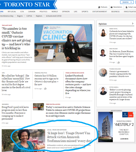 JoannaLavoie's tweet photo. #StuffJournalistsLike: @TorontoStar #HomepageAlert 'A huge loss': Yonge Street Van Attack victim Amaresh Tesfamariam missed 'every day'
https://t.co/DQ2bgqbmgL https://t.co/XPXMWvZIY0