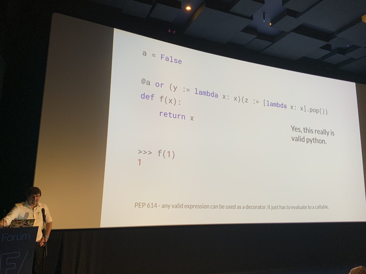 grimborg's tweet photo. @DomWeldon shares tips &amp; quirks of Python’s callables at #PyGrunnX https://t.co/uqFzINbj51