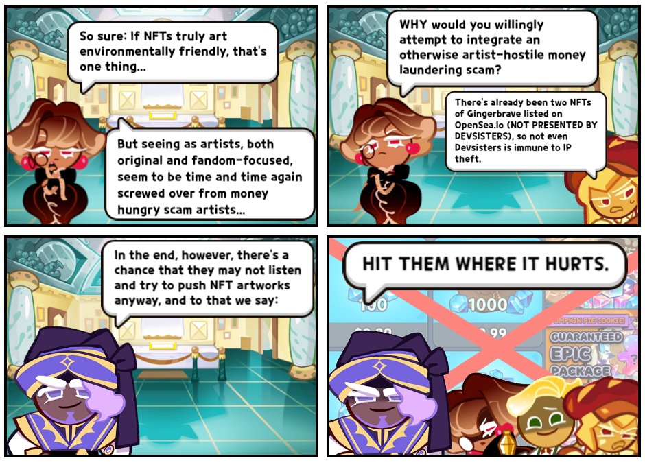 CaylePolin's tweet image. #StopCookieRunNFTs
Probs a lil wordy, but wordy's my game.
 -fingerguns away-