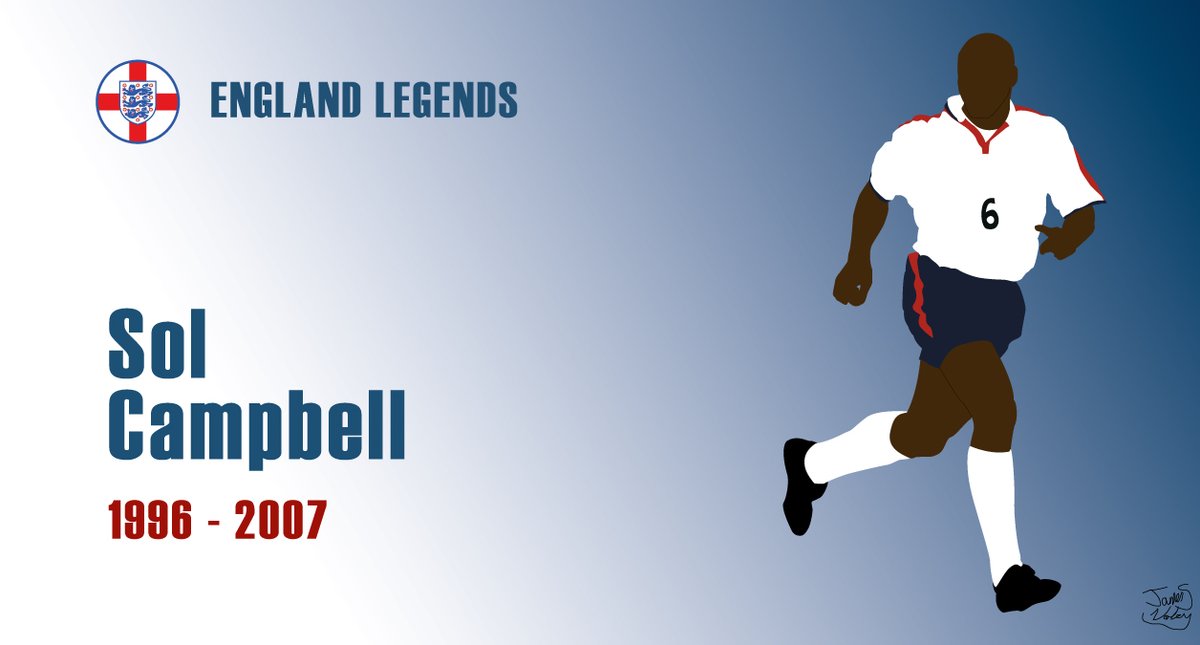 englandlegends_'s tweet photo. No.41 - Sol Campbell

73 caps / 1 goal

Athletic &amp; powerful defender. Strong in the air, tackle &amp; on the deck. A real stalwart at the back and veteran of six major tournaments with England.

What are your best @SolManOfficial memories for England?

#England #Legends #ThreeLions https://t.co/SBZBlbOgH7