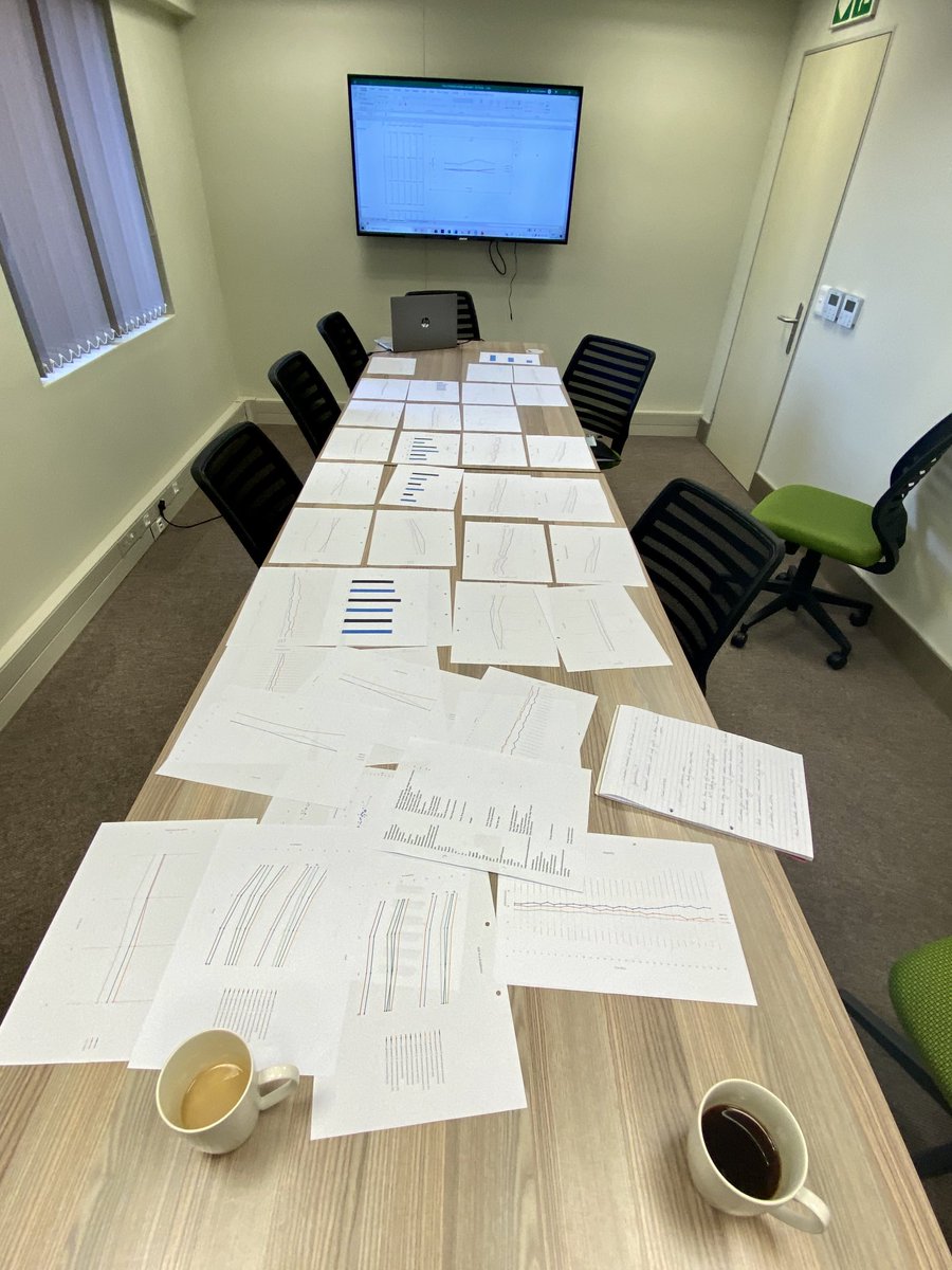 AndreaFuller06's tweet photo. You know it’s a good PhD meeting when the boardroom table and a screen are required for looking at the data. And coffee! ⁦@_ash_flash_⁩ ⁦@leith_meyer⁩ https://t.co/RaPSbomJ92