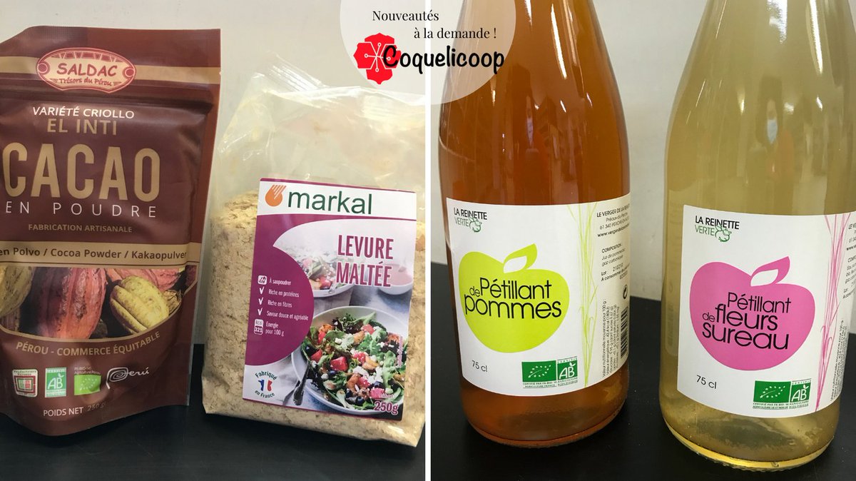 coquelicoop's tweet photo. #new Nouveau dans les rayons de @Coquelicoop ! #foodcoop 
À la demande de nos coops, nous ajoutons ces produits à notre catalogue. https://t.co/WZ9jcHFLuP