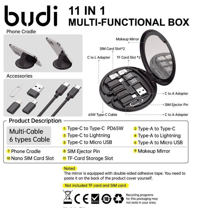 Janiceliang5's tweet photo. budi 11-IN-1 Multi-functional Box

Multi-Cable 6 Types https://t.co/msUyg2ktYr https://t.co/7Q0dnpa80W.SIM Ejector 

Pin. Makeup Mirror Nano Sim Card Slot. TF-Card Storage Slot # #new #budi https://t.co/yco7O1Rs23
