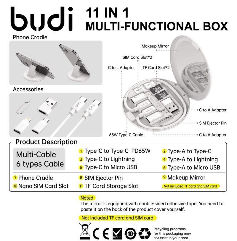 Janiceliang5's tweet photo. budi 11-IN-1 Multi-functional Box

Multi-Cable 6 Types https://t.co/msUyg2ktYr https://t.co/7Q0dnpa80W.SIM Ejector 

Pin. Makeup Mirror Nano Sim Card Slot. TF-Card Storage Slot # #new #budi https://t.co/yco7O1Rs23