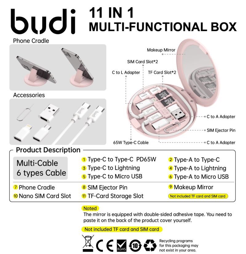 Janiceliang5's tweet photo. budi 11-IN-1 Multi-functional Box

Multi-Cable 6 Types https://t.co/msUyg2ktYr https://t.co/7Q0dnpa80W.SIM Ejector 

Pin. Makeup Mirror Nano Sim Card Slot. TF-Card Storage Slot # #new #budi https://t.co/yco7O1Rs23