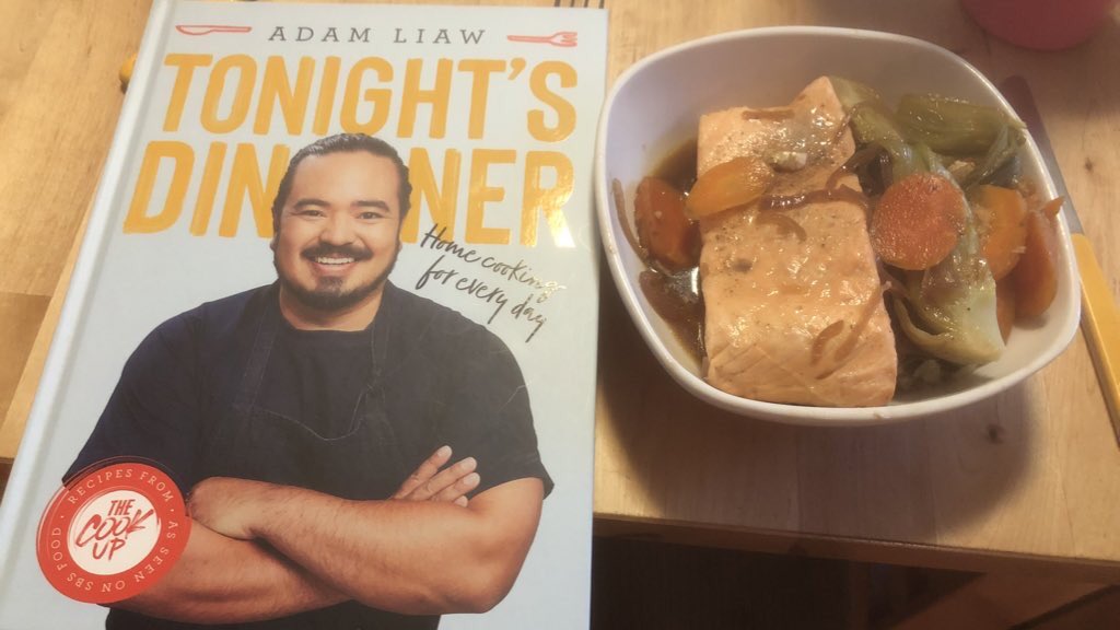 GoldfinchCraig's tweet photo. #TonightsDinner 
Got this new recipe book this week for Father’s Day tried out one of the recipe, very tasty steamed Salmon, easy to do and delicious. Thanks for the recipe, @adamliaw https://t.co/5uw3kVgjqK