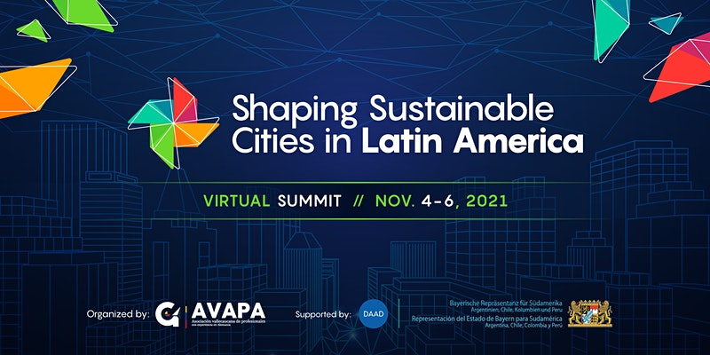 BayFOR_UEB's tweet photo. 🔊@BayFOR_UEB will present a keynote today in the Virtual Summit "Shaping #SustainableCities in Latin America".
The event focuses on discussing new perspectives on sustainable &amp; #SmartCities applied to LATAM context, connecting experts and alumni alike.
#AVAPA @DAAD_Germany https://t.co/pOzbQZkWfV