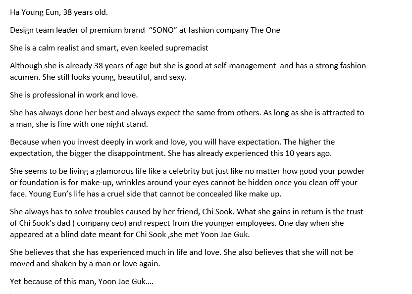 Khxy19's tweet photo. Ha Young Eun's character descriptions https://t.co/AgusJ3opYn