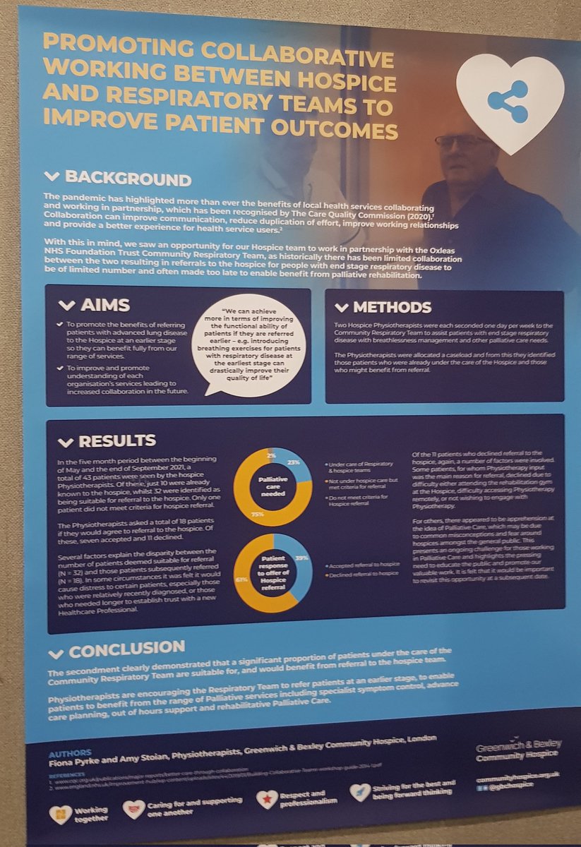 Strong theme of collaboration in our @gbchospice posters at #HUKconf21 @OxleasNHS @LG_NHS @ourhealthiersel @LBofBexley @Royal_Greenwich @stcheducation @StChrisHospice @NHSGreenwichCCG @NHSBexleyCCG it's great to work with you all!