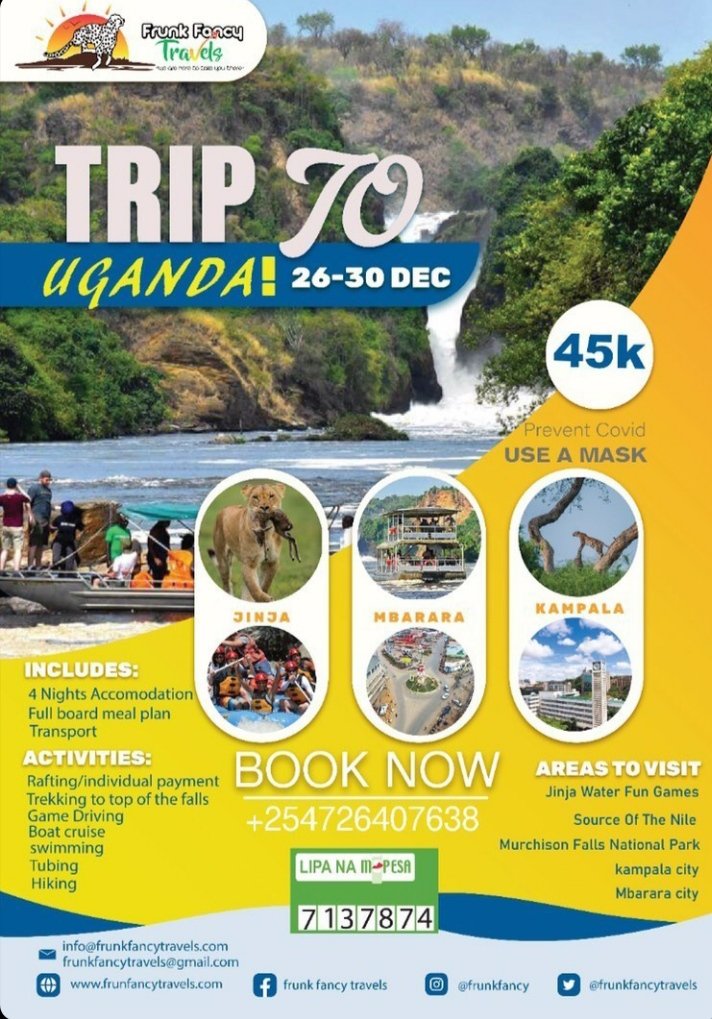 MasterpieceAdv1's tweet photo. To travel is to live!!🔥🔥🔥. Book now😊. Retweet And Like If you love trips.
Trends:Aaron Rimbui #MTNIPO Junction Mall Eliud Kipchoge Atwoli Mbagathi Way #JumiaBlackFriday21 Mutua Ethiopia Popcaan Kianjokoma Juliani #UnitedPoliticalFront KEMSA Konshens kibaki #ChatWithDPP Kanye https://t.co/KQ1C4NvQE3