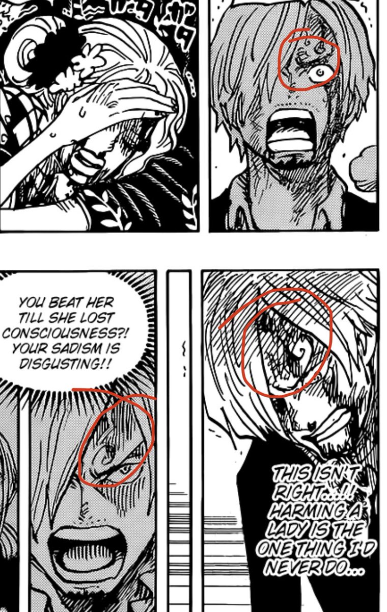 RosinanteDQ's tweet photo. ¿Os habéis dado cuenta que la espiral de la ceja se ha invertido? Ahora la tiene en la misma dirección que sus hermanos. #ONEPIECE1031 https://t.co/dbpB9ri57F