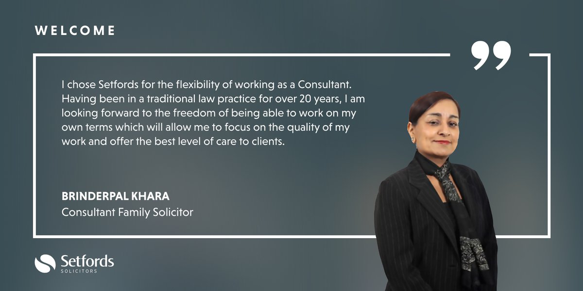 setfordslegal's tweet photo. Brinderpal K. Khara has joined the ever-expanding network of consultant lawyers at Setfords. We wish you every success! Click here to view her profile: https://t.co/20yBygqx4P https://t.co/7HwWOTCw92