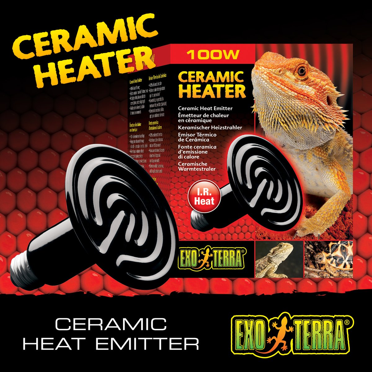 ExoTerra's tweet image. 💡 100% heat efficiency
☀ Emits a natural “sun-like” infrared heat
🌓 No light emitted, does not disturb normal photo periods (day/night)
👍 Solid ceramic element, suitable for humid environments

Available in 5 different wattages!
#ExoTerra #CeramicHeater #WireLight