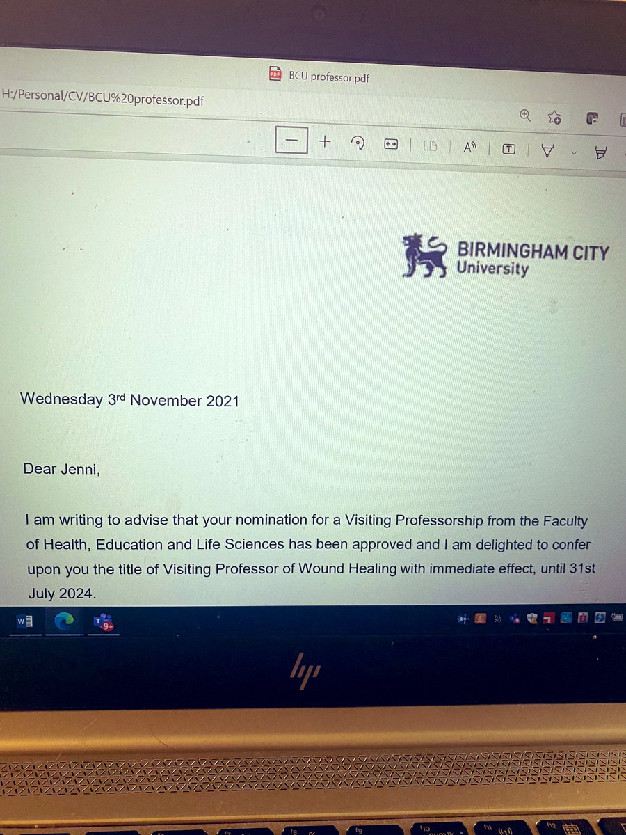 It’s on letterhead paper so must be real! Delighted to be supporting clinicians as Professor Jenni Mac! Eeek! 👩‍🎓🤩🙌🏼 #woundhealing #nextgen