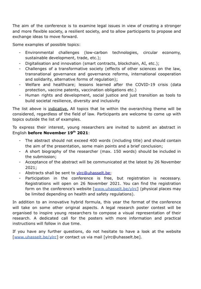 L_MartinezL's tweet photo. Still a few days left to send your abstract for the 2nd edition of the #YLRC deadline 20th November @uhasselt #AcademicTwitter #AcademicChatter https://t.co/awe0BB4jqm