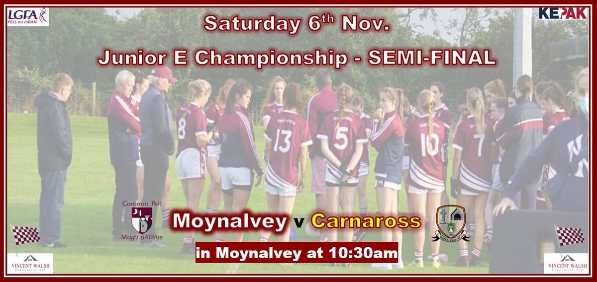 MoynalveyGFC's tweet photo. Our Ladies 2nd team are in Championship Semi-Final action at home to @CarnarossGFC tomorrow morning!

Please get down to the pitch to Support if you can! 🇱🇻

🗓 Sat 6th Nov
🏆 Kepak @meathladiesMLGF Junior 'E' FC Semi-Final
🏐 Moynalvey v @CarnarossGFC
🕚 10:30am
📍 Moynalvey GAA https://t.co/OKBZEZvNYi