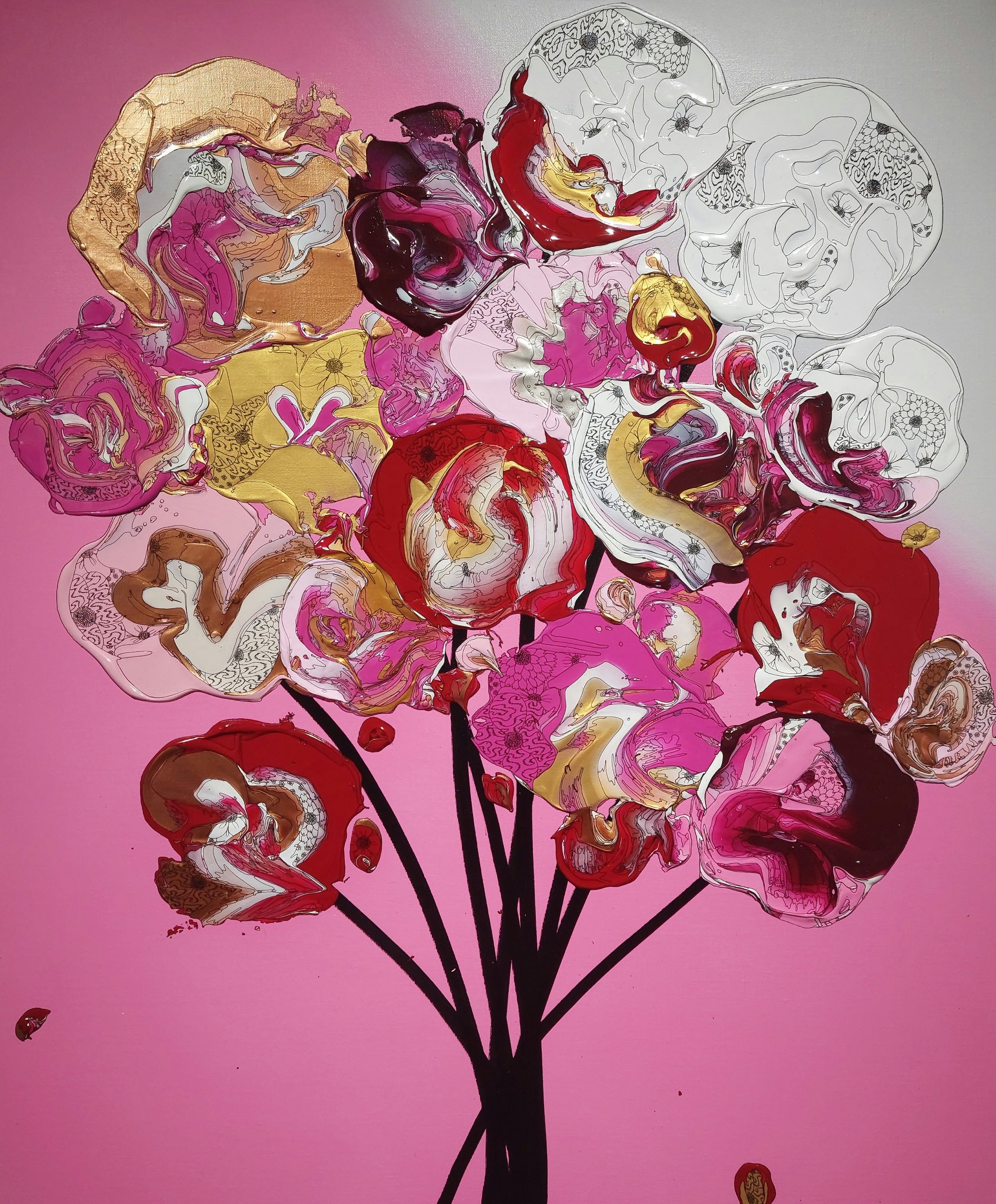 【真作】 奥田雄太 Abstract Bouquet アート キャンバス 原画 真作】 奥田雄太 Abstract Bouquet アート キャンバス 原画
