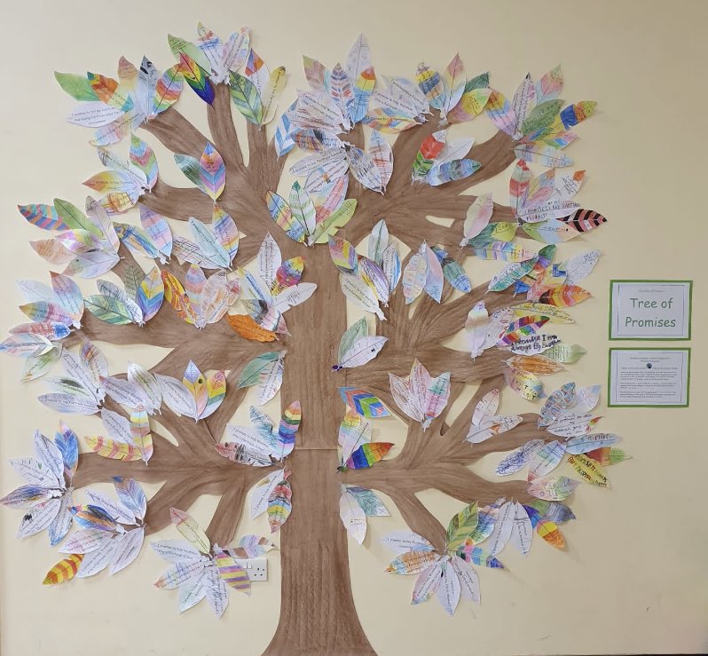 WarnhamCEP's tweet photo. Support Fairtrade and help tackle climate change! Our 'Tree of Promises' for Cop26: children making commitments and asking World Leaders to do the same. Well done to the Fairtrade Council who made this happen ๐ #promisetotheplanet #treeofpromises #cop26 #fairtrade https://t.co/jWT4GEjfsK