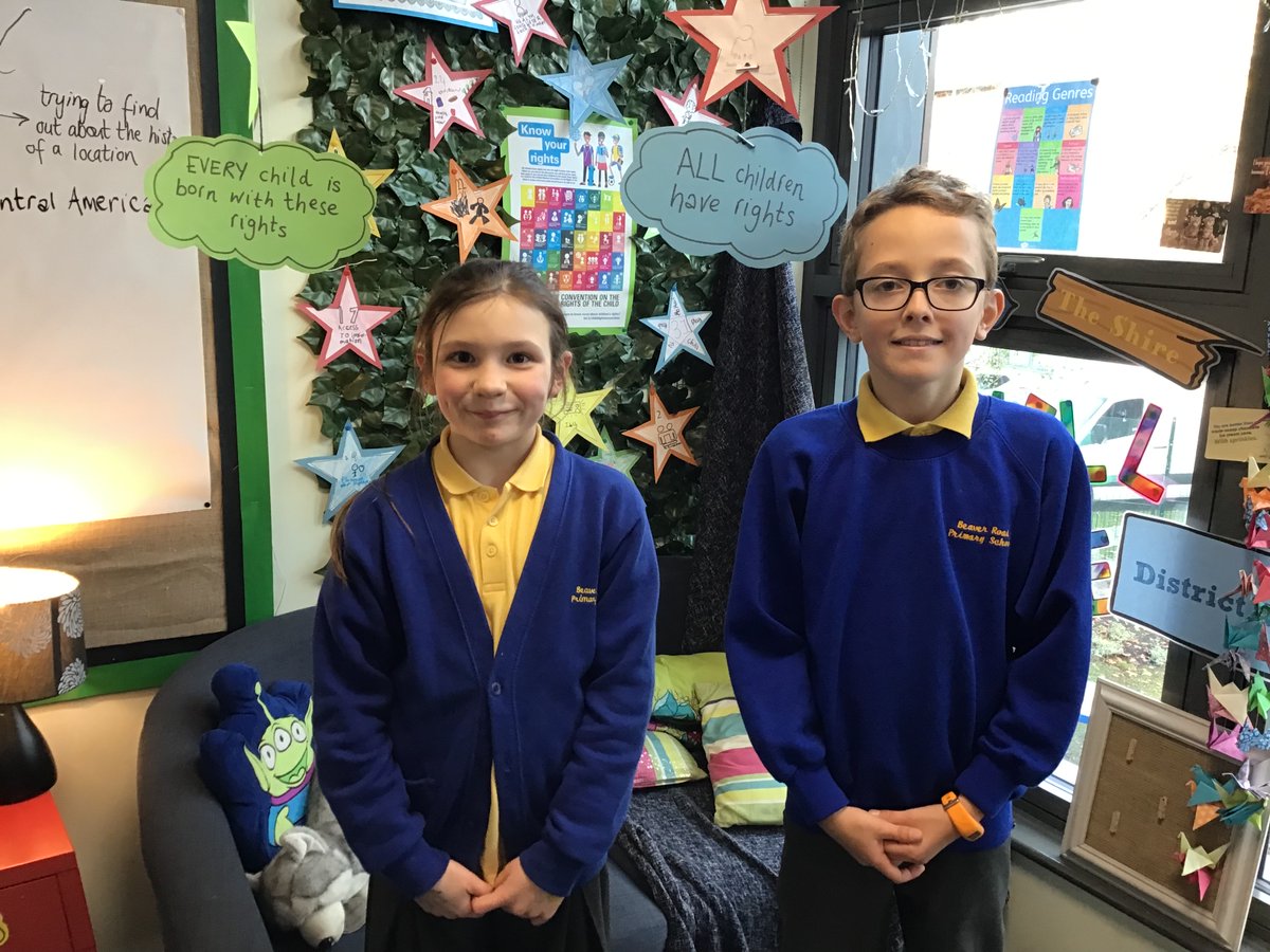 BeaverRoad_Pri's tweet photo. The votes are in and have been counted…many congratulations to Eva and Alexander who are representing Year 5 in Beaver Road’s pupil parliament. Well done to all the candidates, we were blown away by your presentations. https://t.co/fo3rgTqRbD