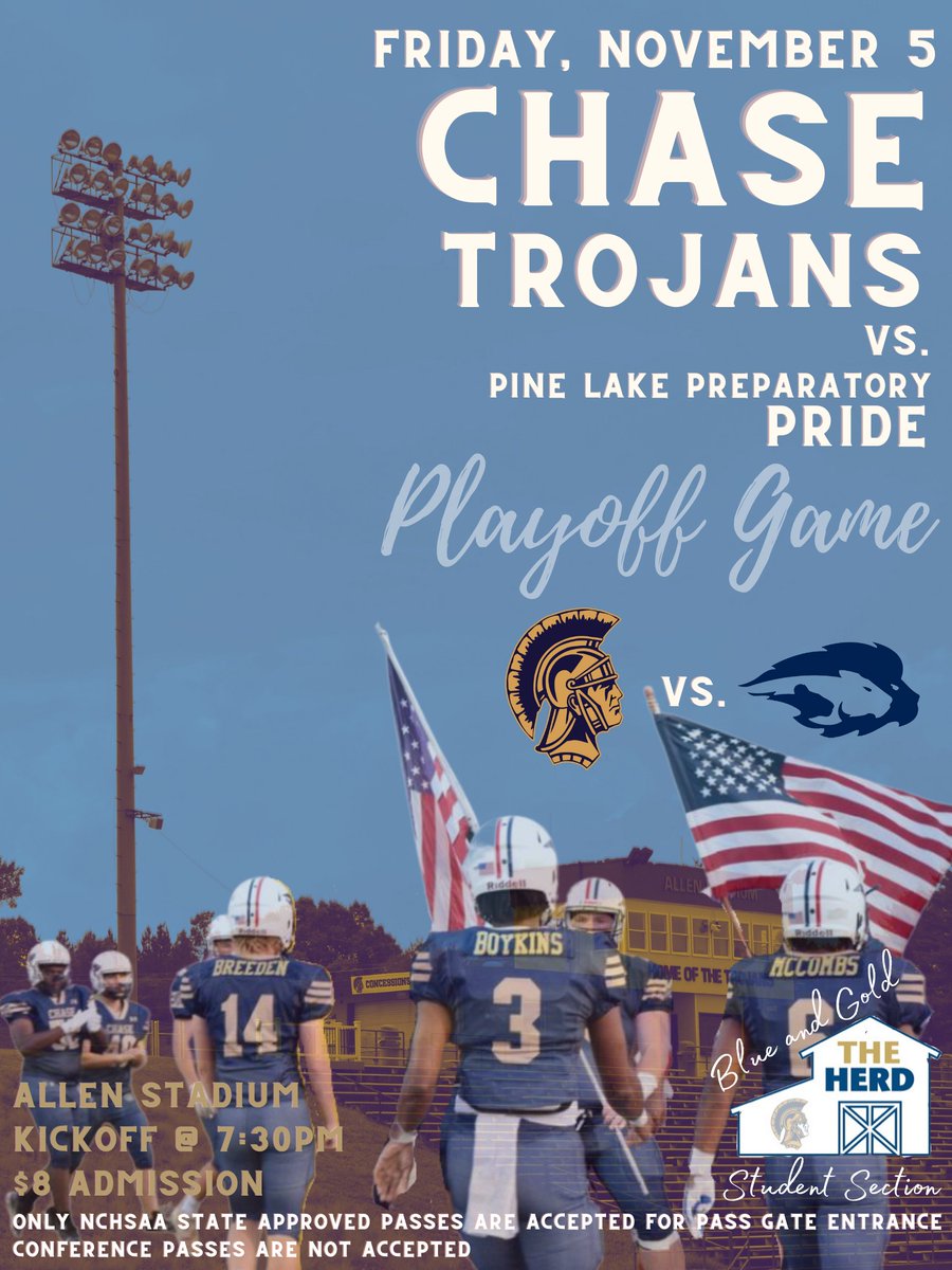 CTrojanFootball's tweet photo. Playoff Football Tonight on The Farm! Official 3-Peat County Championship T-shirts will be on sale! Kickoff at 7:30! GO TROJANS! #FearTheFarm https://t.co/n4X4nOnI0v