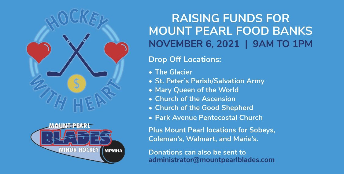 MsMooresCHE's tweet photo. Make sure you stop by one of these locations tomorrow morning to support our food banks. 
@MtPearlBlades @stpetersprim_mp @NewtownElem @ODHigh @SPJHPythons https://t.co/0ITrrtNOHP