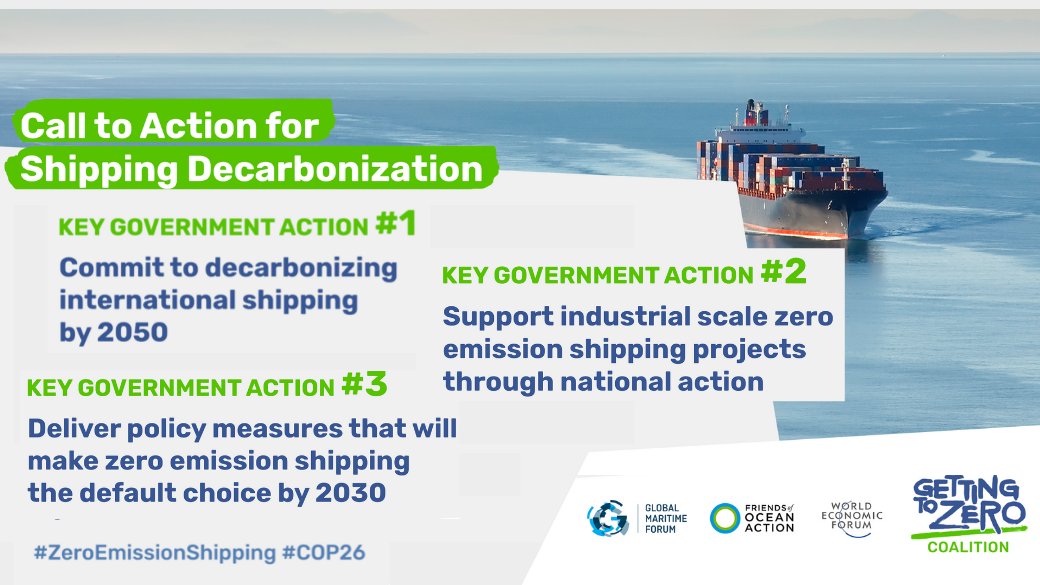 As a signatory to the Call to Action for Shipping Decarbonization, we call on governments at #COP26 to set an unambiguous target to fully decarbonize international shipping by 2050. We encourage others to join us: bit.ly/3Axh7zf 
#ZeroEmissionShipping #fossilfree