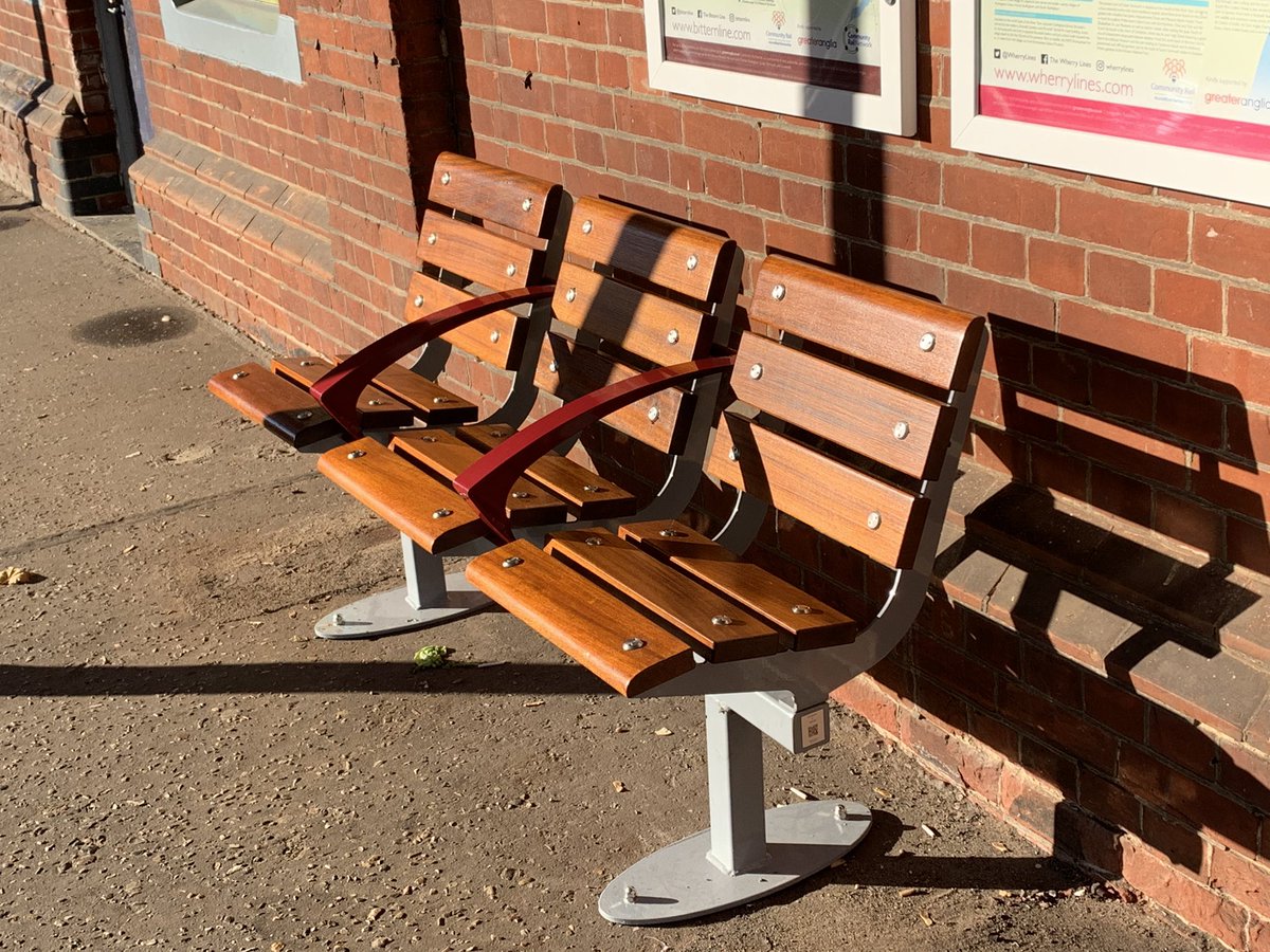 CrnChair's tweet photo. New seats installed at #HovetonandWroxham by @greateranglia on the @BitternLine. Another improvement for passengers. Well done. https://t.co/OEPVJPASUU