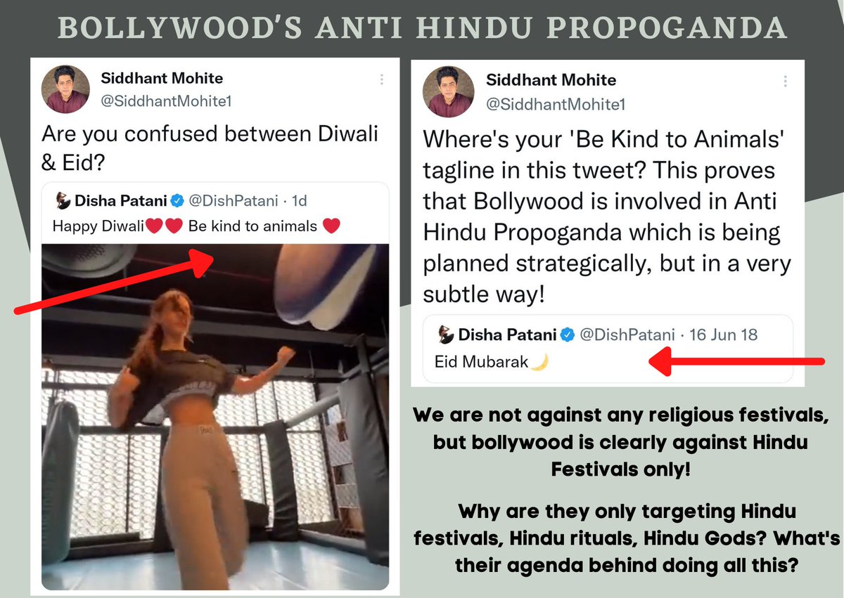 It's extremely sad to see such actors targeting Hindu Festivals just to spread their propoganda. We should expose the biasedness of these bollywood propagandists who only target #HinduFestivals & keep quiet during other festivals. @DishPatani @SaffronTank
#AntiHindu #Bollywood