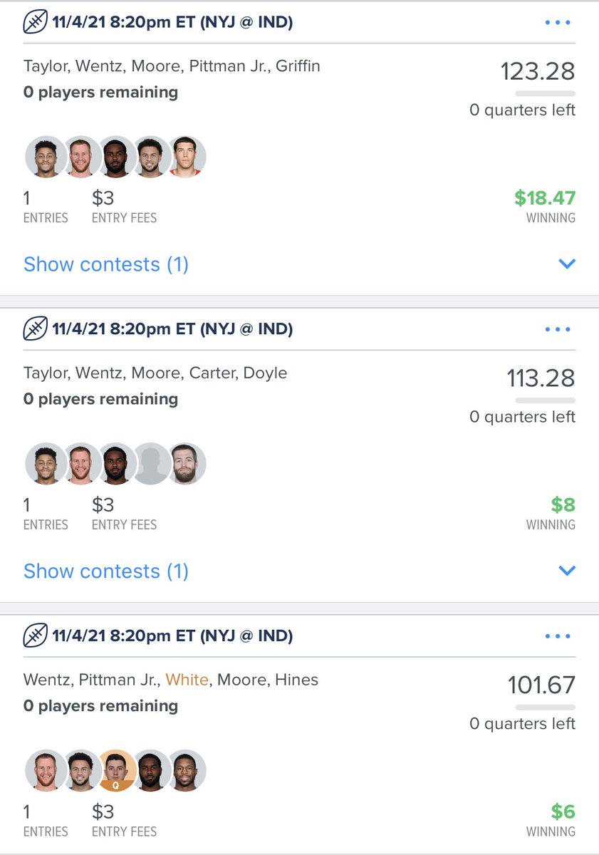 PerfectPicksDFS's tweet image. Often wonder on slates like this... is the guy who takes down the slate playing the backup (to the backup) a 150 maxer throwin dummy lines out an optimizer, or some dude who doesn’t know #NFL throwing random players in a single bullet??? Or maybe Option 3: the 🐐 of #DFS 🤔...
