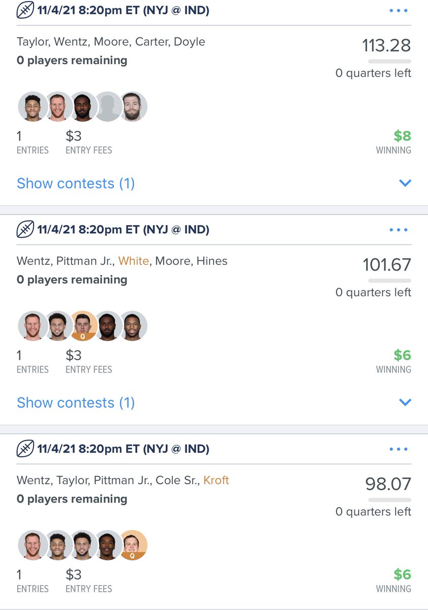 PerfectPicksDFS's tweet image. Often wonder on slates like this... is the guy who takes down the slate playing the backup (to the backup) a 150 maxer throwin dummy lines out an optimizer, or some dude who doesn’t know #NFL throwing random players in a single bullet??? Or maybe Option 3: the 🐐 of #DFS 🤔...