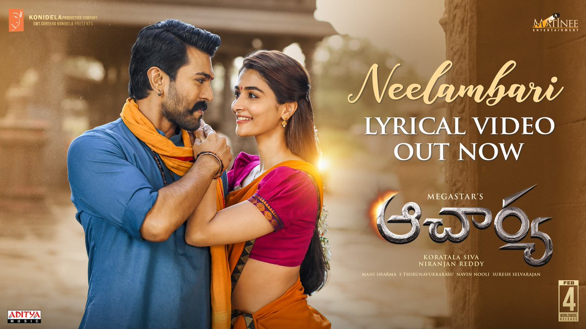 SLMediaOffl's tweet photo. #Neelambari Song Out Now❤️

▶️ https://t.co/7U8WU6KhU8

#MegaStarChiranjeevi #RamCharan #PoojaHegde
#Acharya
#AcharyaOnFeb4th https://t.co/EUCrk80a4W