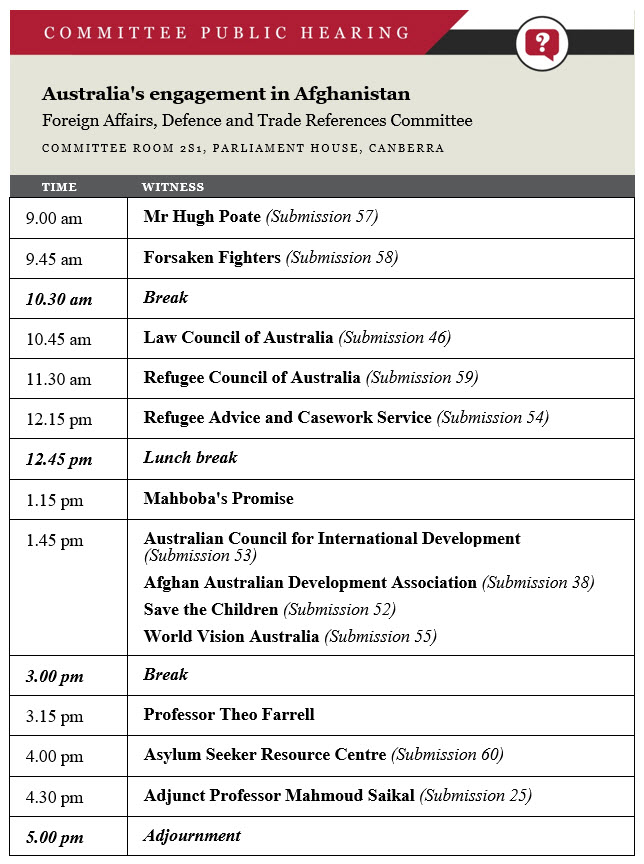 The Foreign Affairs, Defence and Trade References Committee is holding a public hearing today for its inquiry into Australia's engagement in Afghanistan 

Live: bit.ly/LiveParl
More information: bit.ly/3oQgFJg
