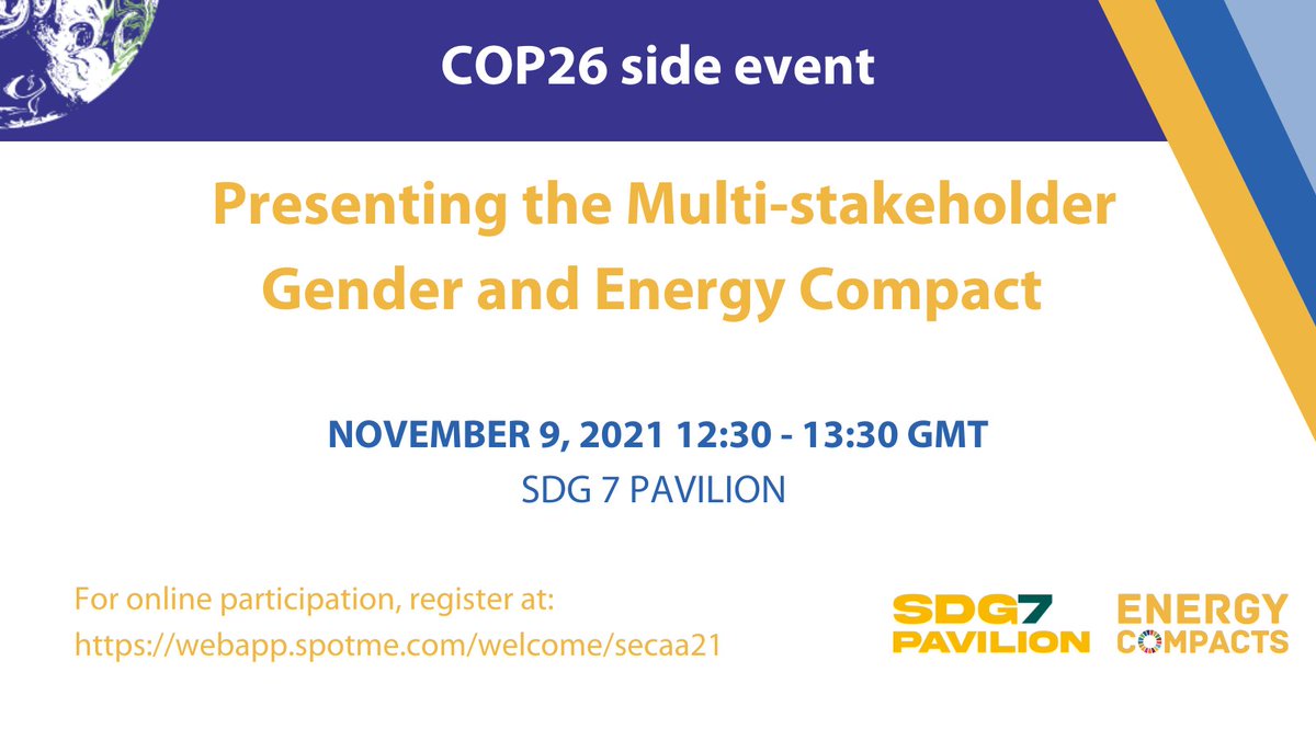 This year’s #COP26 has kicked off. 🌿

#SAWIE, together with @UNIDO, @GWNET & partners, will be hosting a side event to discuss the interlinkages between #SDG5,#SDG7 and #SDG13. 

Join the discussion👉t.ly/2OHj

#GenderEnergyCompact