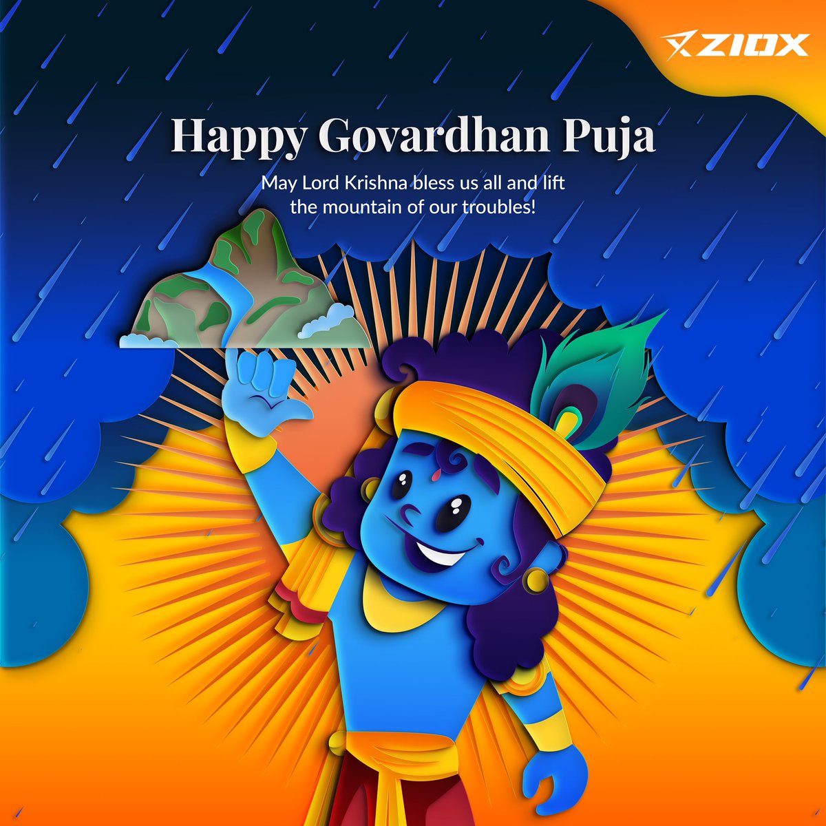 Zioxofficial's tweet photo. Team #Ziox wishes everyone a #HappyGovardhanPuja. May #ShriKrishna shower his blessings upon you, always! 

#govardhanpuja #govardhan #krishna #god #divine #india #festival #culture #celebration #home #love #incredibleindia #family #ziox #zioxofficial #zioxelectronics https://t.co/3aHmOtKv8C