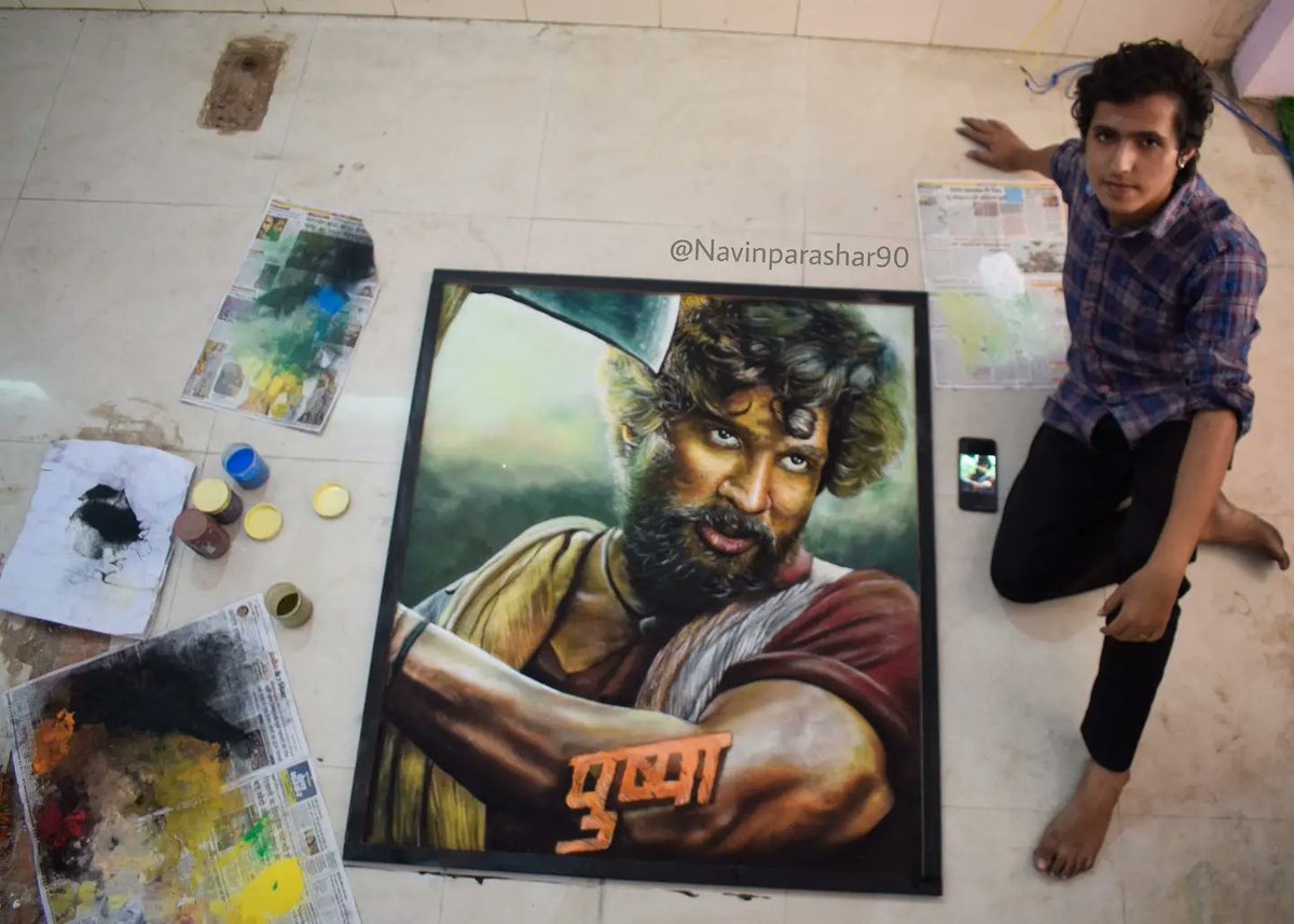 NavinParashar5's tweet photo. @alluarjun @PushpaMovie 
Made by me Rangoli Art 🎭
Please mention @alluarjun  Sir https://t.co/XQZBYbTMLK