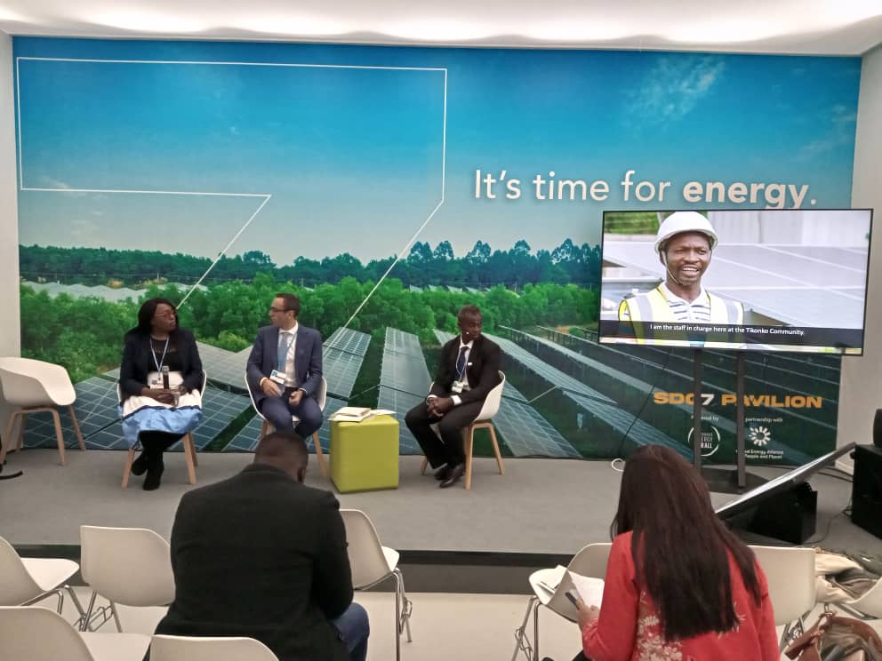 WWF Country Director, Nachilala Nkombo, speaking at a side event at #COP26 on Green Financing and Scaling up climate aligned energy infrastructure and productivity!