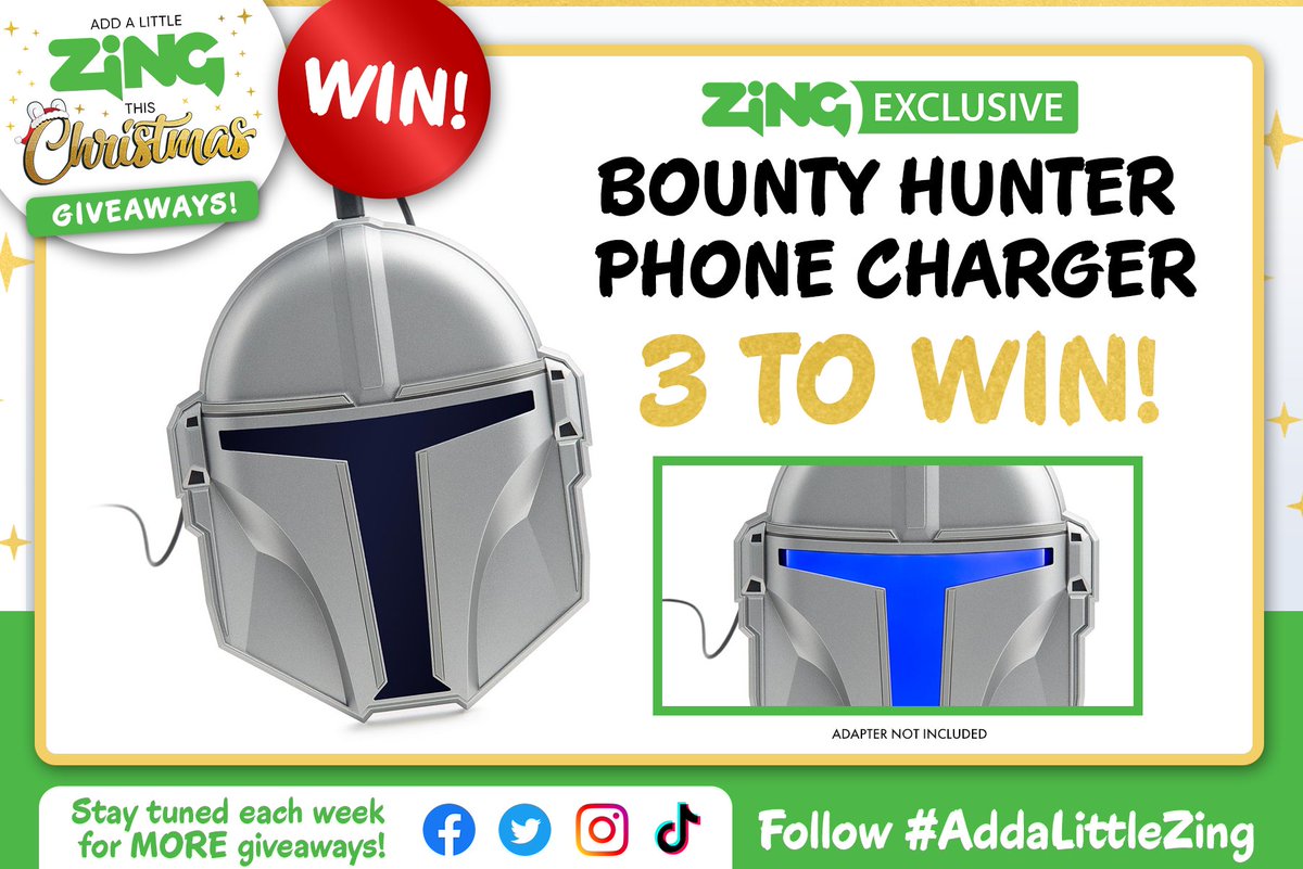 ZingPopCulture's tweet photo. Our #AddaLittleZing Giveaways are HERE! π To kick off 8 weeks of #giveaways, we're giving away Zing Exclusive #StarWars Bounty Hunter Phone Chargers! β‘
Follow us, like and RT for your chance to #WIN! Good luck!
Giveaways are Aus only. T&Cs: https://t.co/tnZjjz3VRx
#starwars https://t.co/MlLZTb1H5I