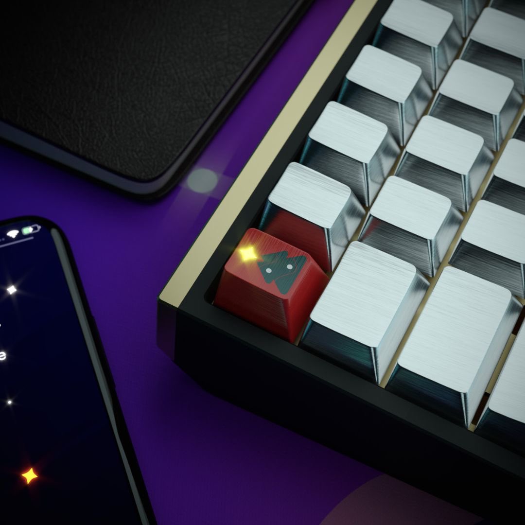 PhaseByte's tweet photo. Now that October’s over… I can show you our limited edition Christmas keycap, right? 👀🎄 https://t.co/S6Zs5nlcYc