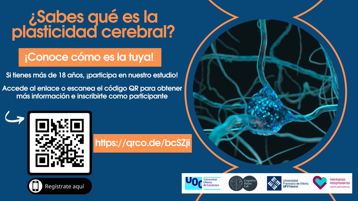 NeuroHR_'s tweet photo. Buscamos voluntarios sanos para estudiar la #plasticidadcerebral. @UOCesalut @ufvmadrid @hospitalbeata Los resultados nos ayudarán a conocer el pronóstico de recuperación de pacientes que han sufrido un traumatismo cerebral. Infórmate y participa en https://t.co/mMhcq0RXsw https://t.co/GGDfLw7xHX