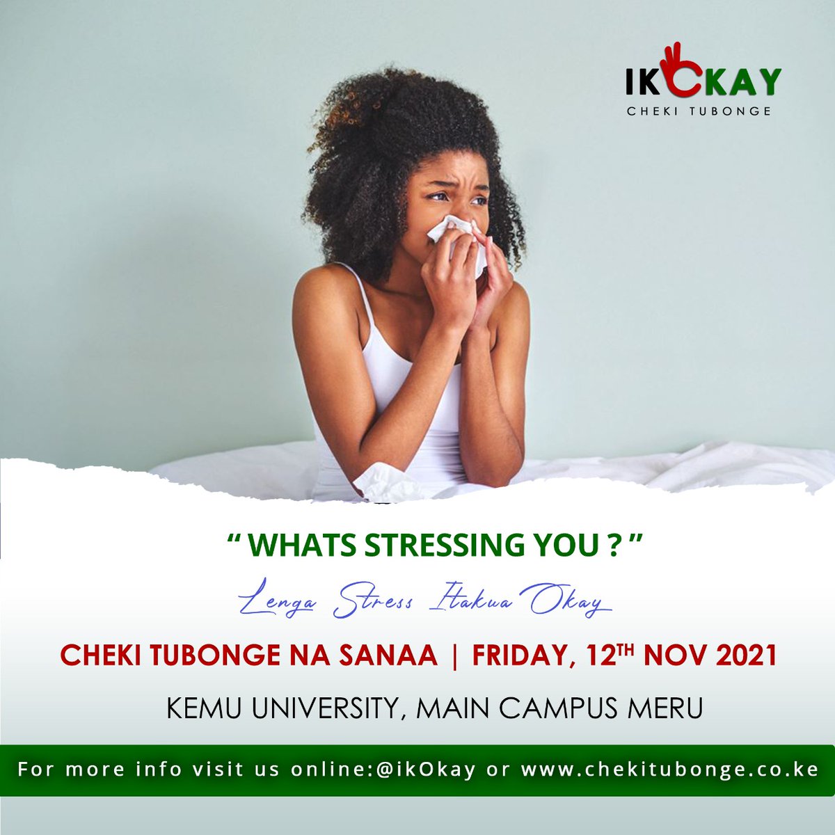 IamDoreenMwenda's tweet photo. Did you know Arts (Sanaa) is one way of dealing with stress?? Join us on 12th Nov as we discuss arts and  mental health @KenyaMethodist
#Mentalhealth #Wellness #IkoOkay #Chekitubonge https://t.co/RYibkOFFyw
