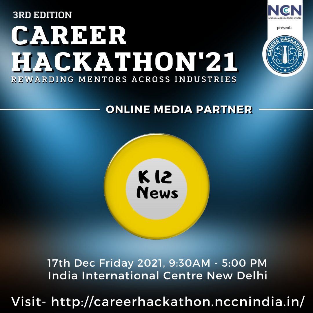 NCCN_CH's tweet photo. We are delighted to share that K12 News is the Online Media Partner at Career Hackathon'21.

Explore partnership opportunities with Career Hackathon'21  https://t.co/oxZnftyAOC

#nccn #careerhackathon #CH21 #careerbeacon #events #hackathon #careers #careercounsellors #education https://t.co/juMkLJZr6K