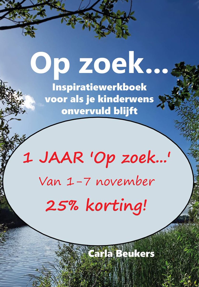 CarlaBeukers's tweet photo. 'Op zoek...' is 1 jaar! 🥳
T/m zondag 25% korting op via mijn website https://t.co/SbI54K9a3z 
#dehoopvoorbij #kinderloos #kinderwens #onvervuldekinderwens #ongewenstkinderloos 
#ongewenstekinderloosheid #kinderwensonvervuld #childless #inspiratiewerkboek https://t.co/a3O2bqUFMl https://t.co/yY5ek2lYmK