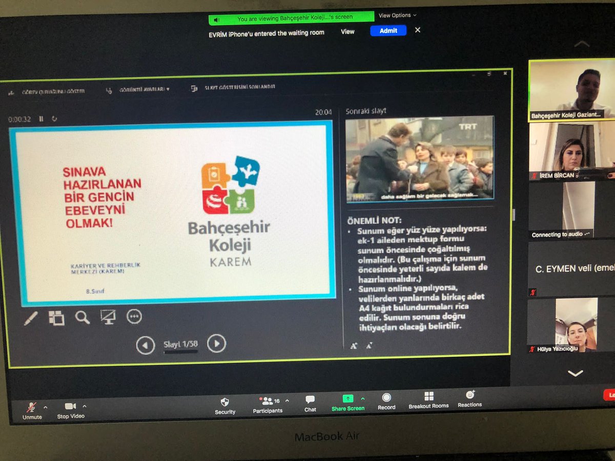 8.sınıf velilerimize yönelik  'SINAVA HAZIRLANAN BİR GENCİN EBEVEYN OLMAK' isimli sunumumuz okul psikolojik danışmanımız tarafından onlıne olarak gerçekleştirilmiştir.