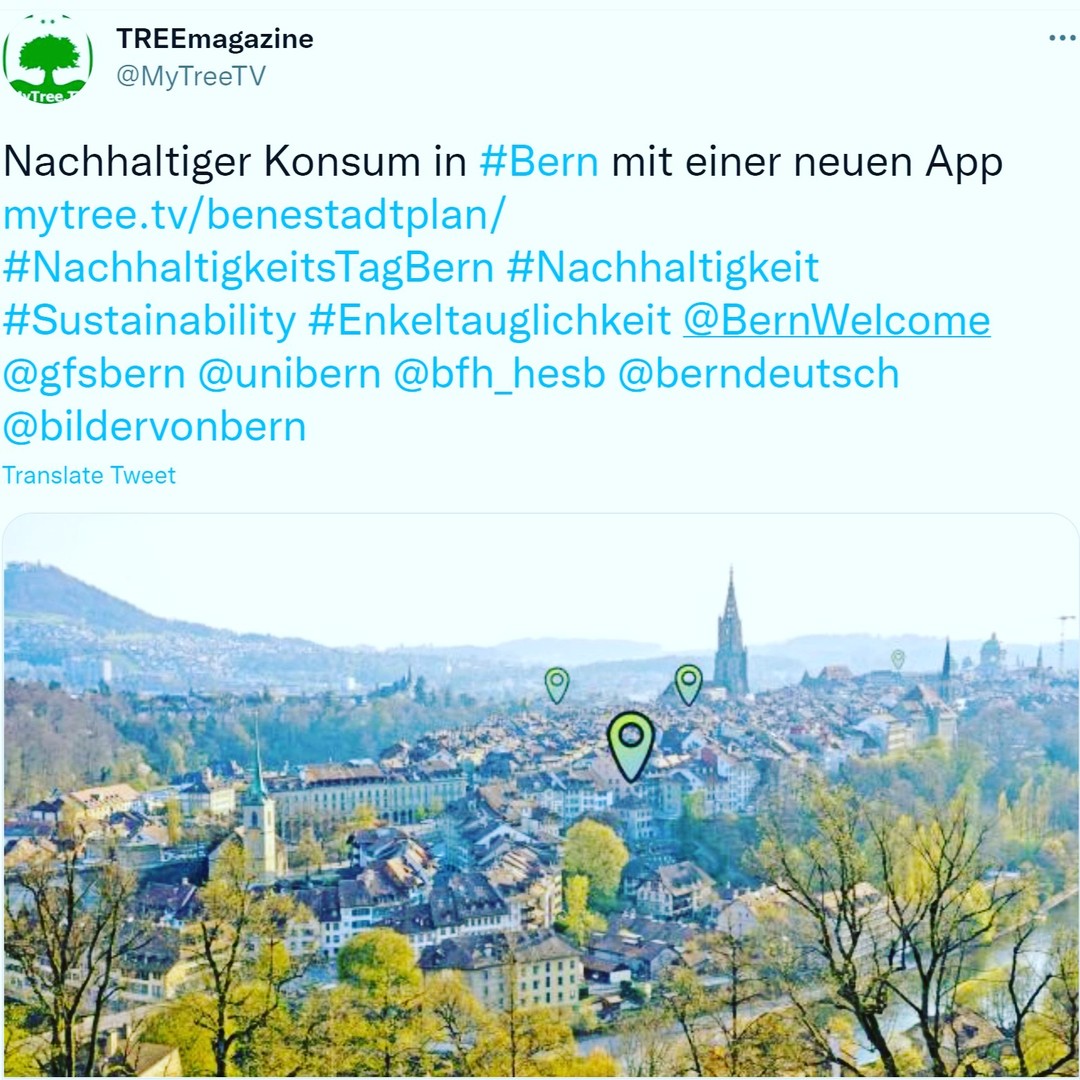 MyTreeTV's tweet image. Heute ist #NachhaltigkeitsTagBern
Falls Du Twitter, oder Instagram nutzt, wäre es toll, wenn Du heute diesen Hashtag nutzen könntest:

#NachhaltigkeitsTagBern #Enkeltauglichkeit #Sustainabilityhttps://scontent-iad3-1.cdninstagram.com/v/t51.29350-15/253798682_263973699010615_56527