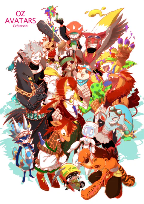 #とにかくワチャーッと集合してる絵を晒す見た人もやる 1枚目と3枚目、創作2枚目と4枚目、うちよそ 