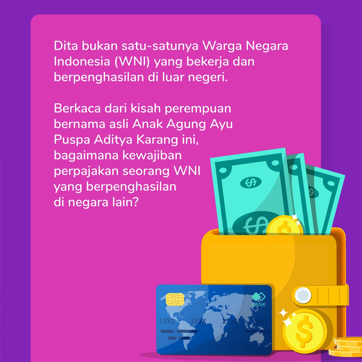 DDTCNews's tweet photo. Annyeong haseyo yeorobun para pembaca setia DDTCNews!
Sudah tau kewajiban wajib pajak WNI yang berkarir di luar negeri?
Apakah sama dengan mereka yang bekerja di dalam negeri? Atau justru ada banyak perbedaan?
#DDTCNews #WajibPajak #Pajak #DJP #KewajibanPerpajakan #WPOP https://t.co/7dRbovyDiw