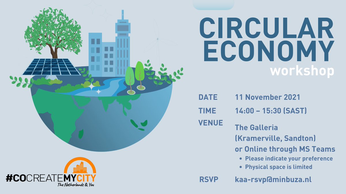 cocreateSANL's tweet photo. #cocreateMYCITY Join us to explore how SA🇿🇦 municipalities and other stakeholders are leveraging opportunities in the #circulareconomy, and how to improve our impact through cooperation.

🗓 11 Nov 2021
🕑14:00-15:30 (SAST)
📍@Galleria_Venue &amp; Online
🔗https://t.co/7SS0ZNRFOH https://t.co/FeoseQ5WsI