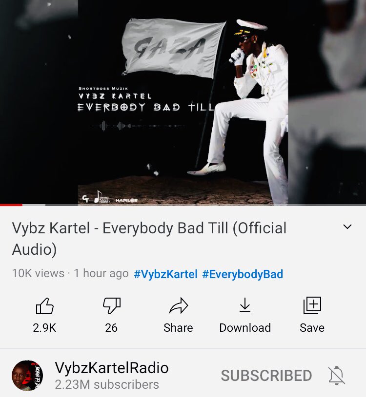 HaffiGaza's tweet photo. #VybzKartel #EverybodyBad
Vybz Kartel - Everybody Bad Till (Official Audio)
https://t.co/vWZK4ac0Ct @jefff256 ๐ฟ๐ฟ๐ฟ#NewMusicFriday #music #dancehall #fullygaza ๐ฟ๐ฟ๐ฅ๐ฅ https://t.co/DCWuhDOrUQ